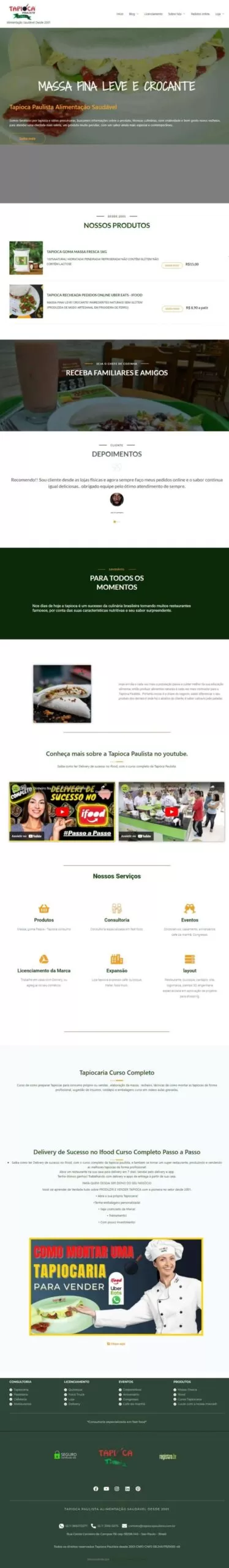 criaçao de site para restaurante e tapiocaria