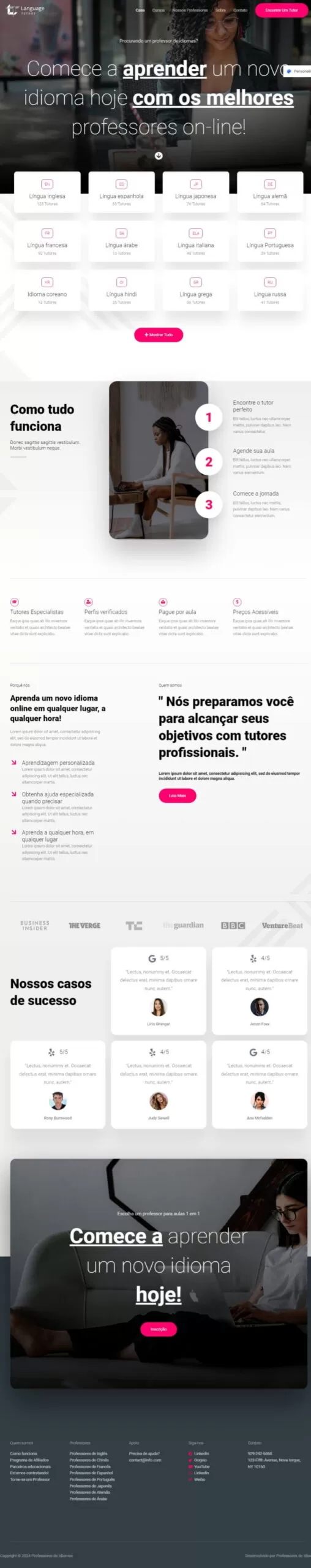 criaçao de sites para escola de idiomas online